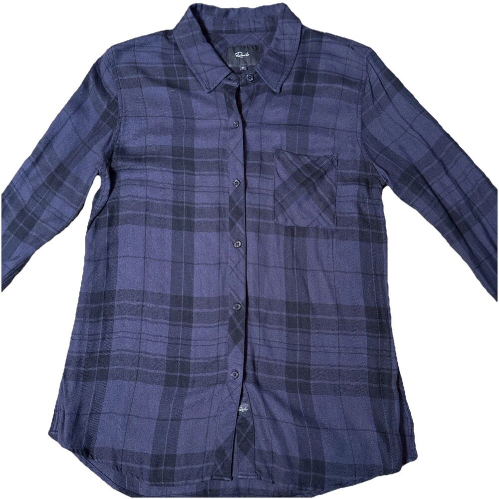 Rails Women’s Plaid Button Down Up Hunter Shirt Charcoal Black Sz Medium